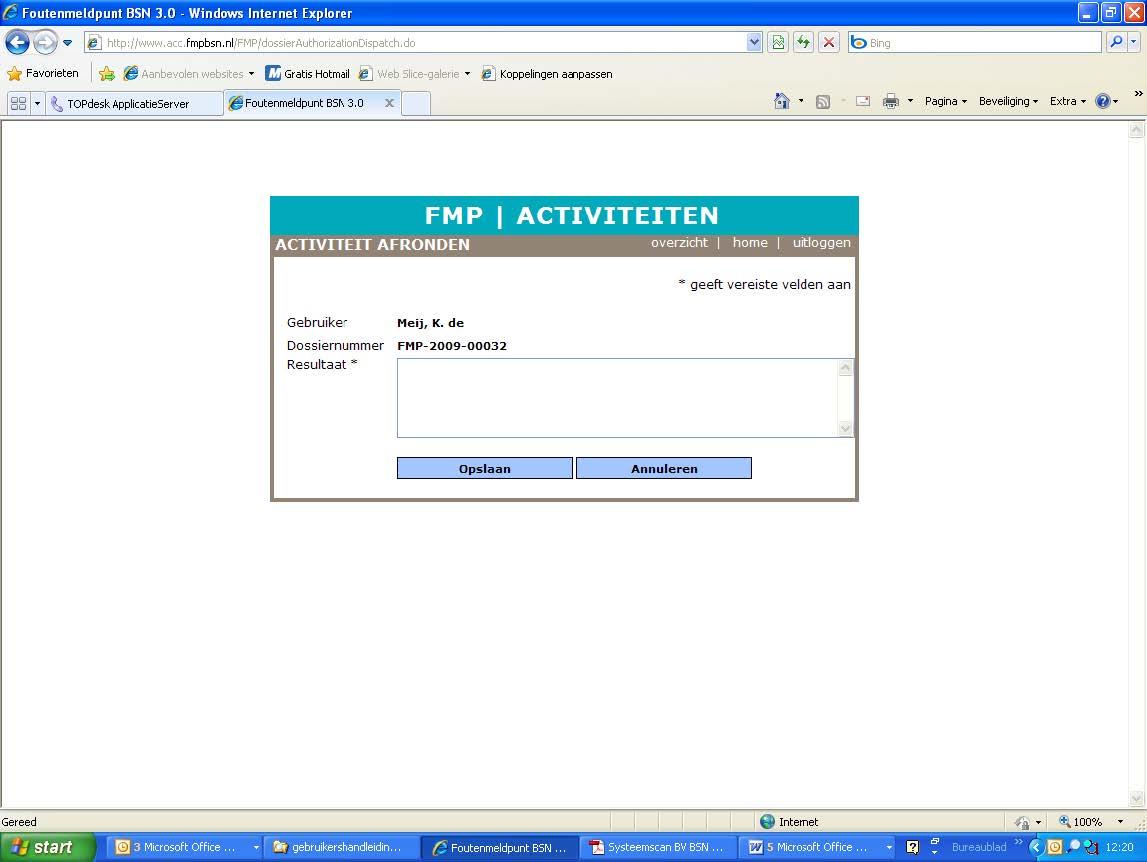 Activiteit afronden Foutenmeldpunt BSN