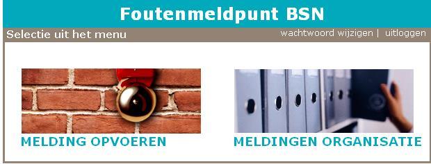Een menu in het foutenmeldpunt bsn