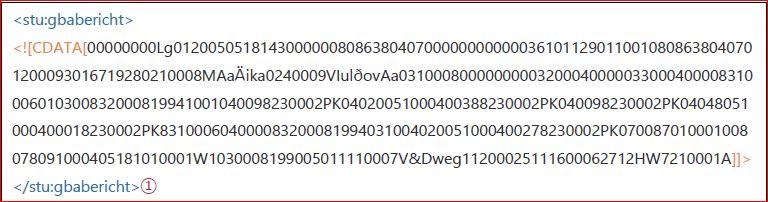 element gbabericht met Lg01 in CDATA sectie