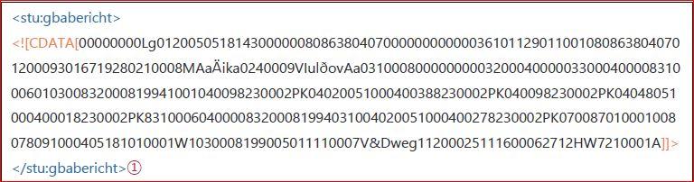 element gbabericht met Lg01 in CDATA sectie