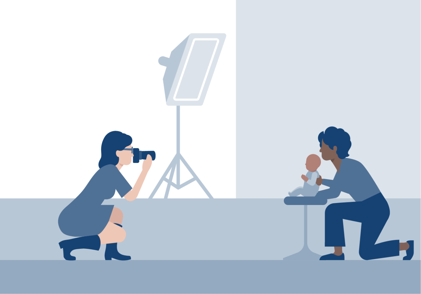 Vakfotograaf fotografeert een baby